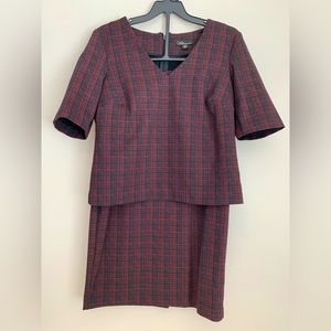 Red and Black Skirt Suit Set